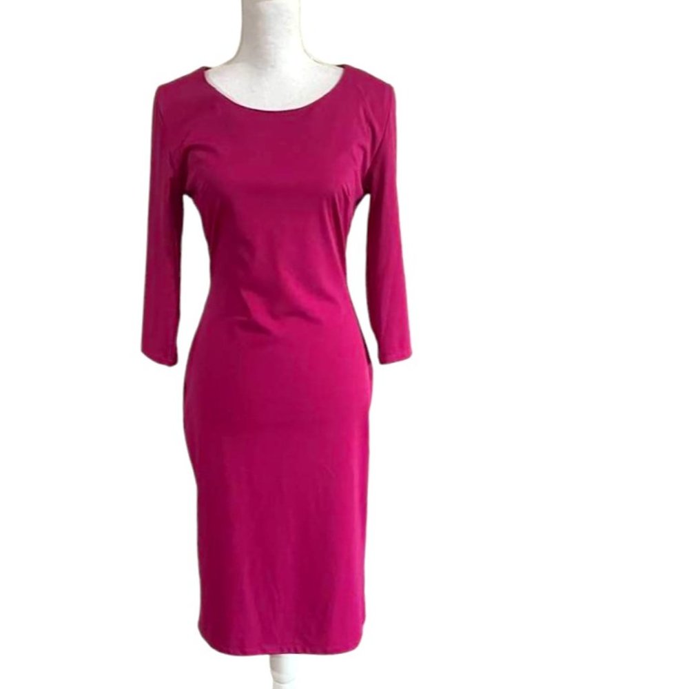 Bodycon Office Career Wedding Guest Midi Dress Long Sleeves XL